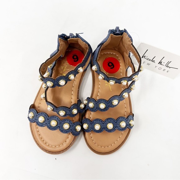 Nicole Miller Denim and Pearl girls Strap Sandals - Picture 2 of 6